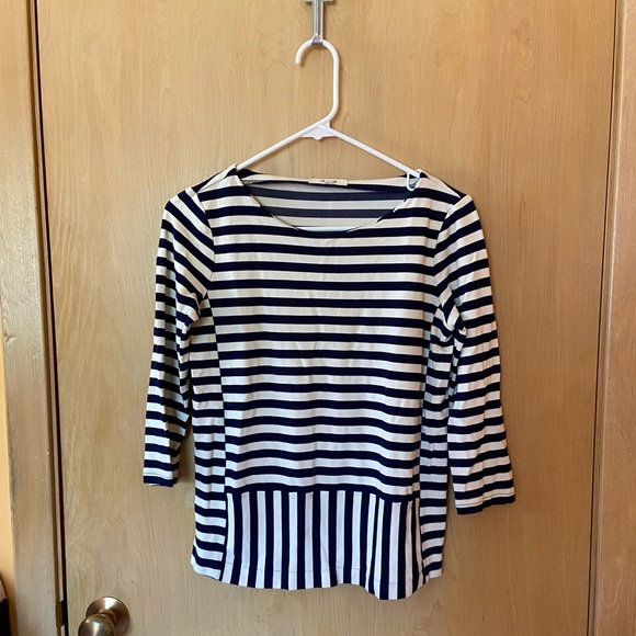 Madewell Ponte Peplum Knit Striped Top - Picture 2 of 4